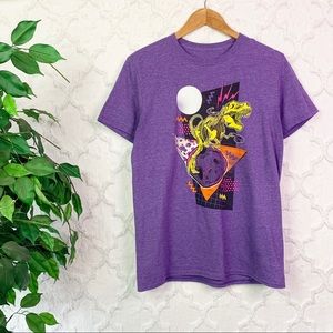 Purple Dinosaur Retro 80s Inspired Graphic Tee
